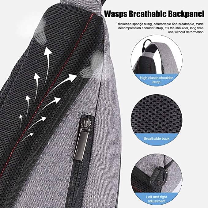 Hanke Sling Bag Men Backpack Unisex One Shoulder Bag Hiking Travel Backpack Crossbody with USB Port Versatile Casual Daypack - Image 4